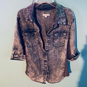 STRETCHY DENIM BLOUSE